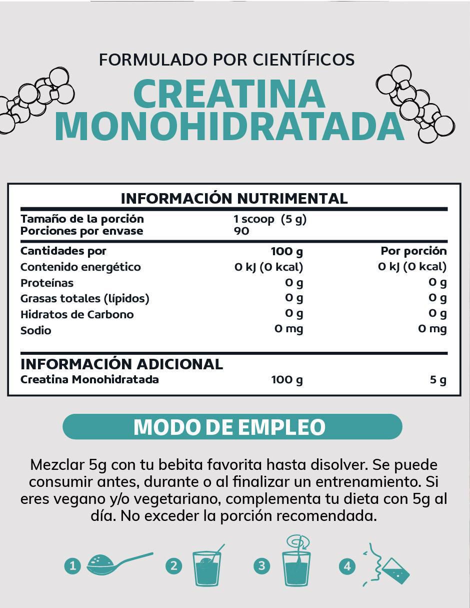 Creatina Monohidratada Micronizada sabor natural de 450 g 5