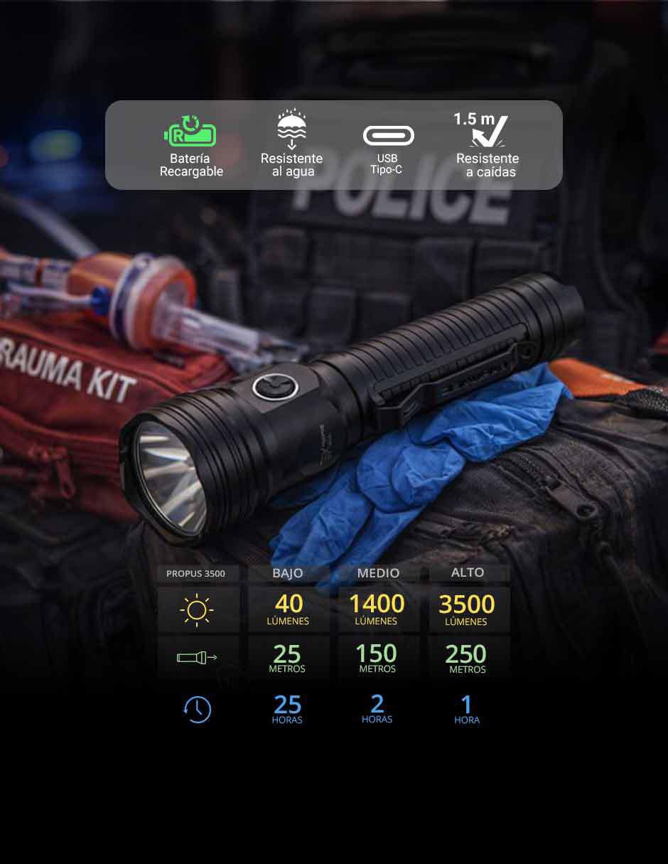 Linterna de mano Propus 3500 Táctica 2