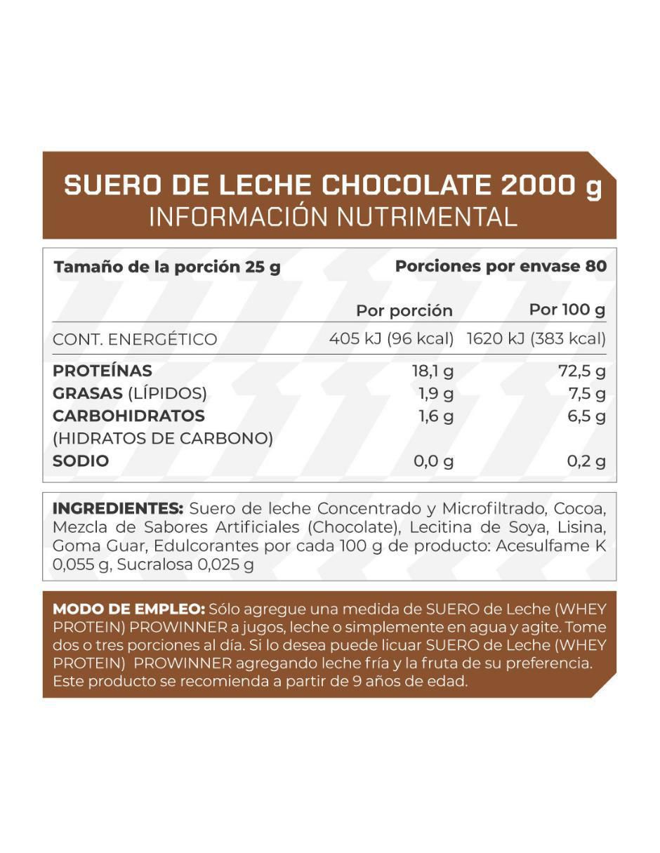 Suplemento Suero de leche Prowinner sabor chocolate de 2 kg 3