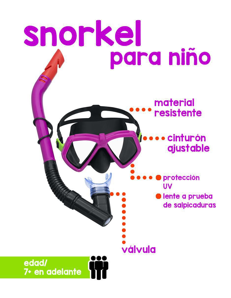 Tubo y gafas de snorkel para buceo bestway