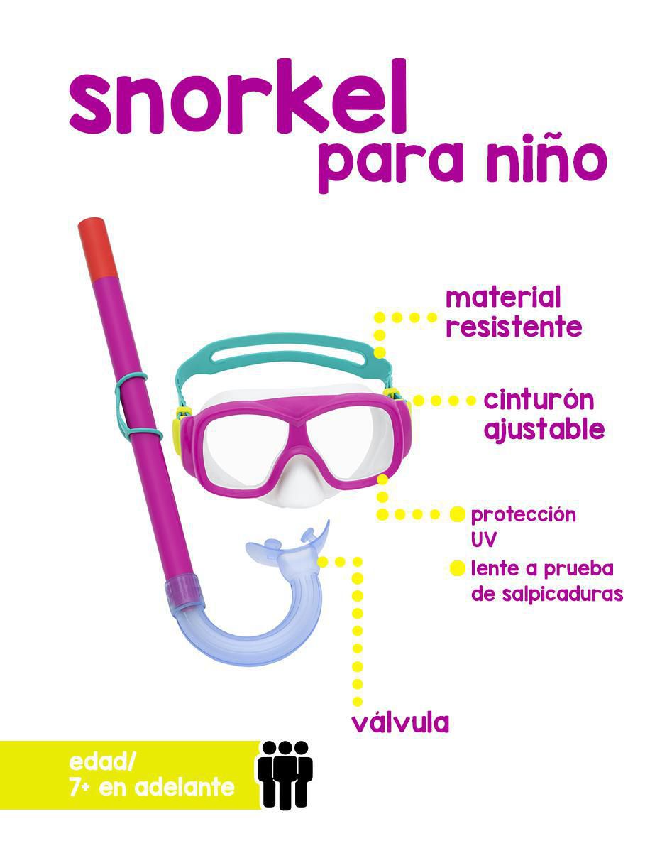 Tubo y gafas de snorkel para buceo bestway