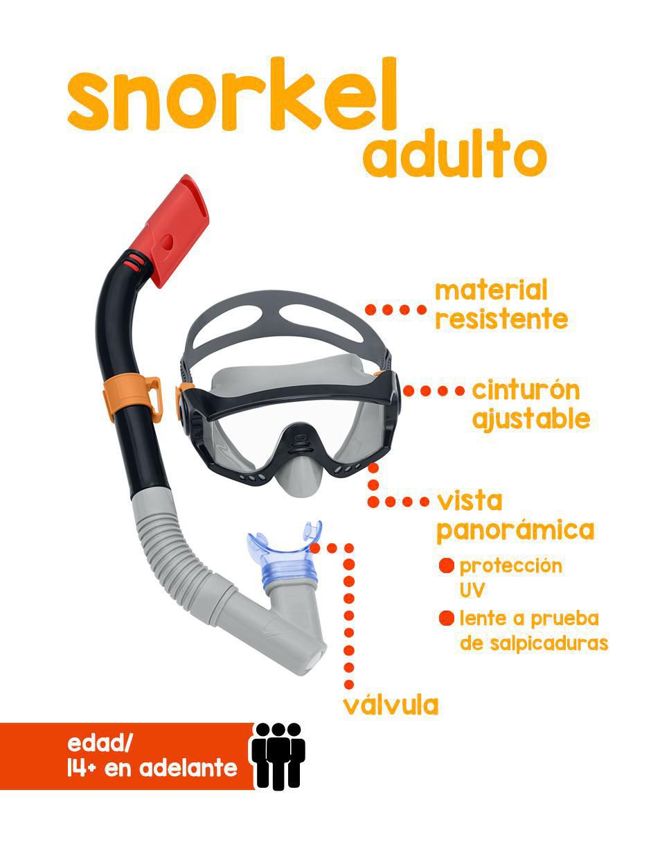 Tubo y gafas de snorkel para buceo bestway