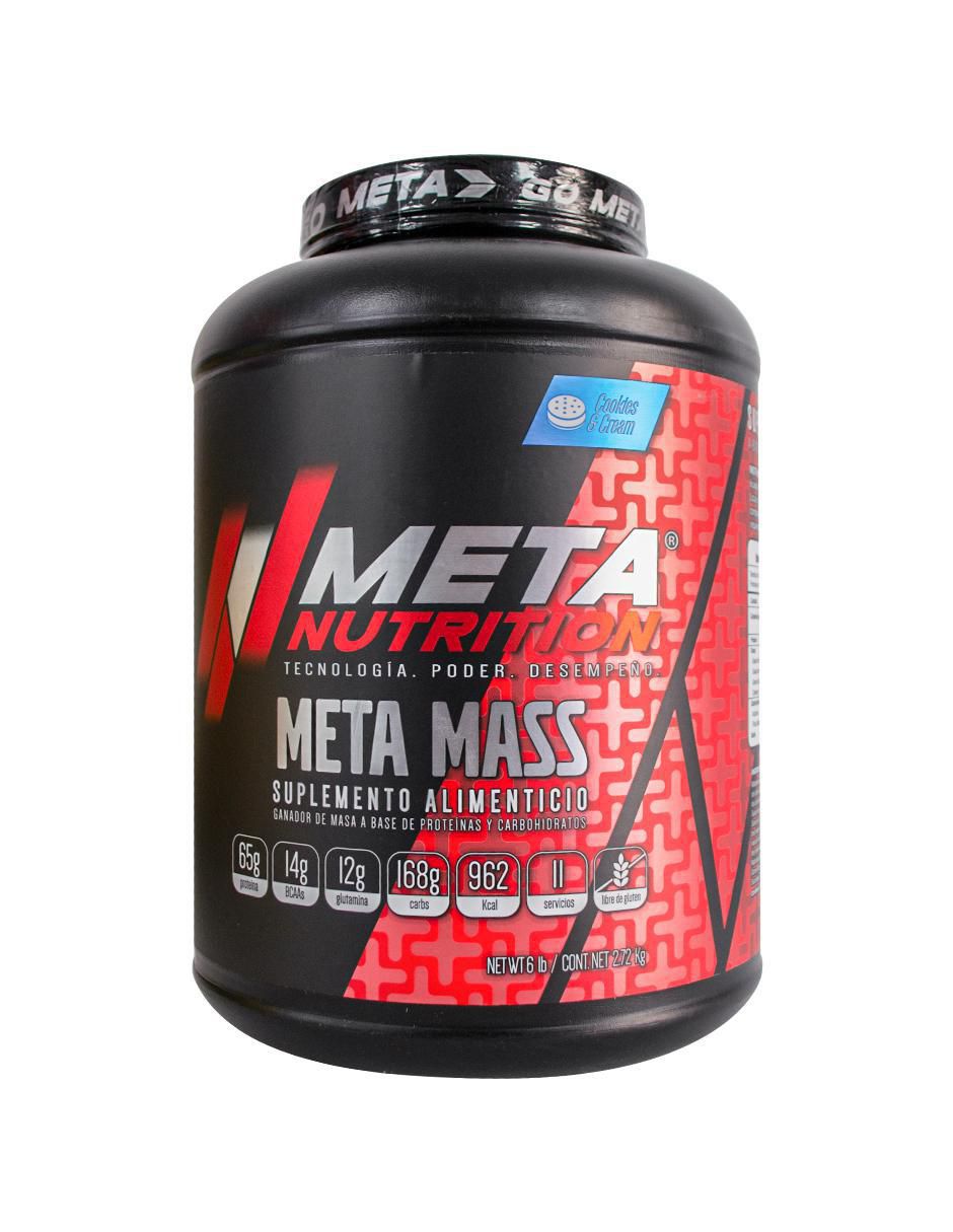 Meta Mass con vitamina d 23 y minerales sabor cookies & cream de 6 lb Meta Mass con vitamina d 23 y minerales sabor cookies & cream de 6 lb