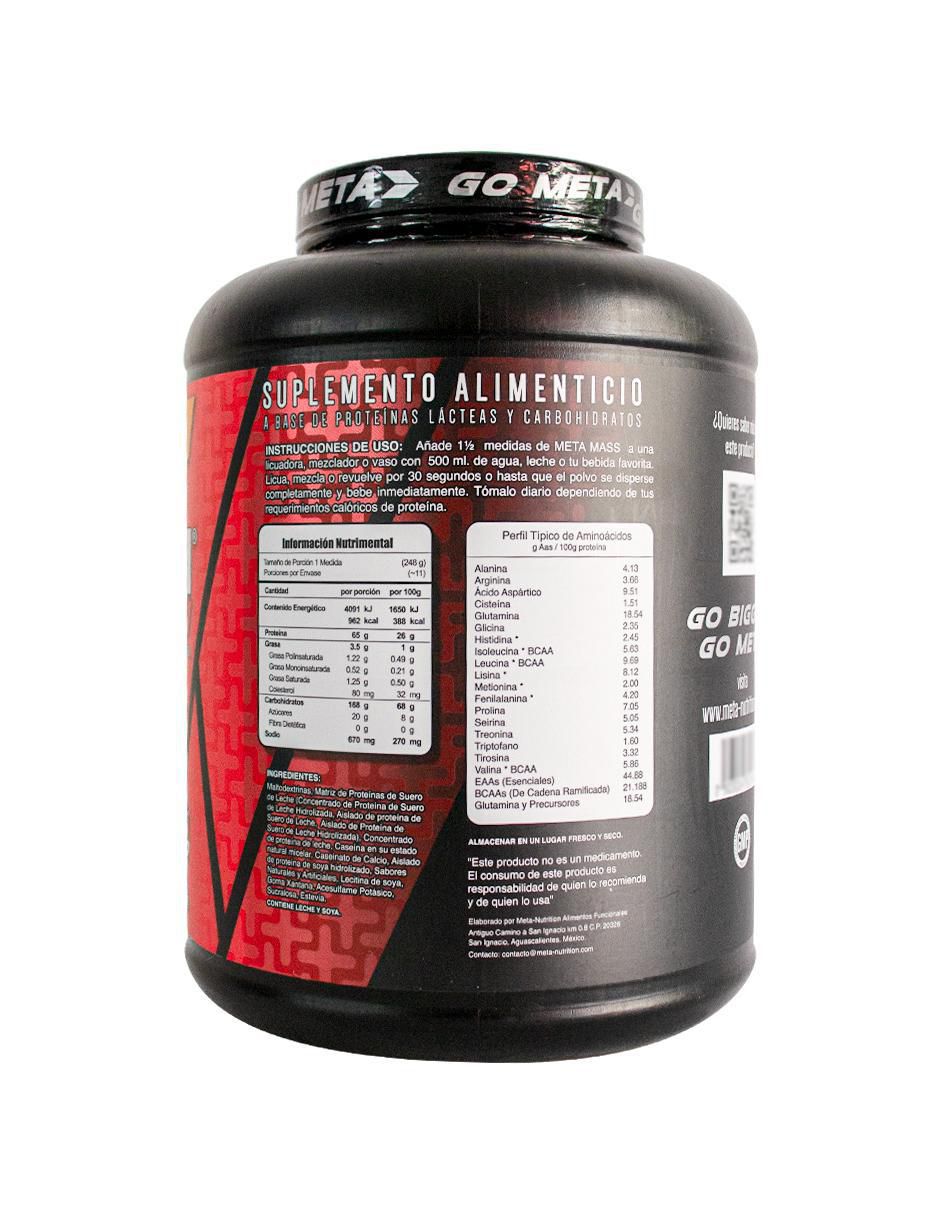 Meta Mass con vitamina d 23 y minerales sabor cookies & cream de 6 lb 2