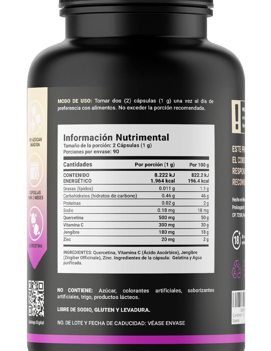 Quercetin Blend con quercetina, vitamina C, jengibre y zinc de 180 cápsulas 2