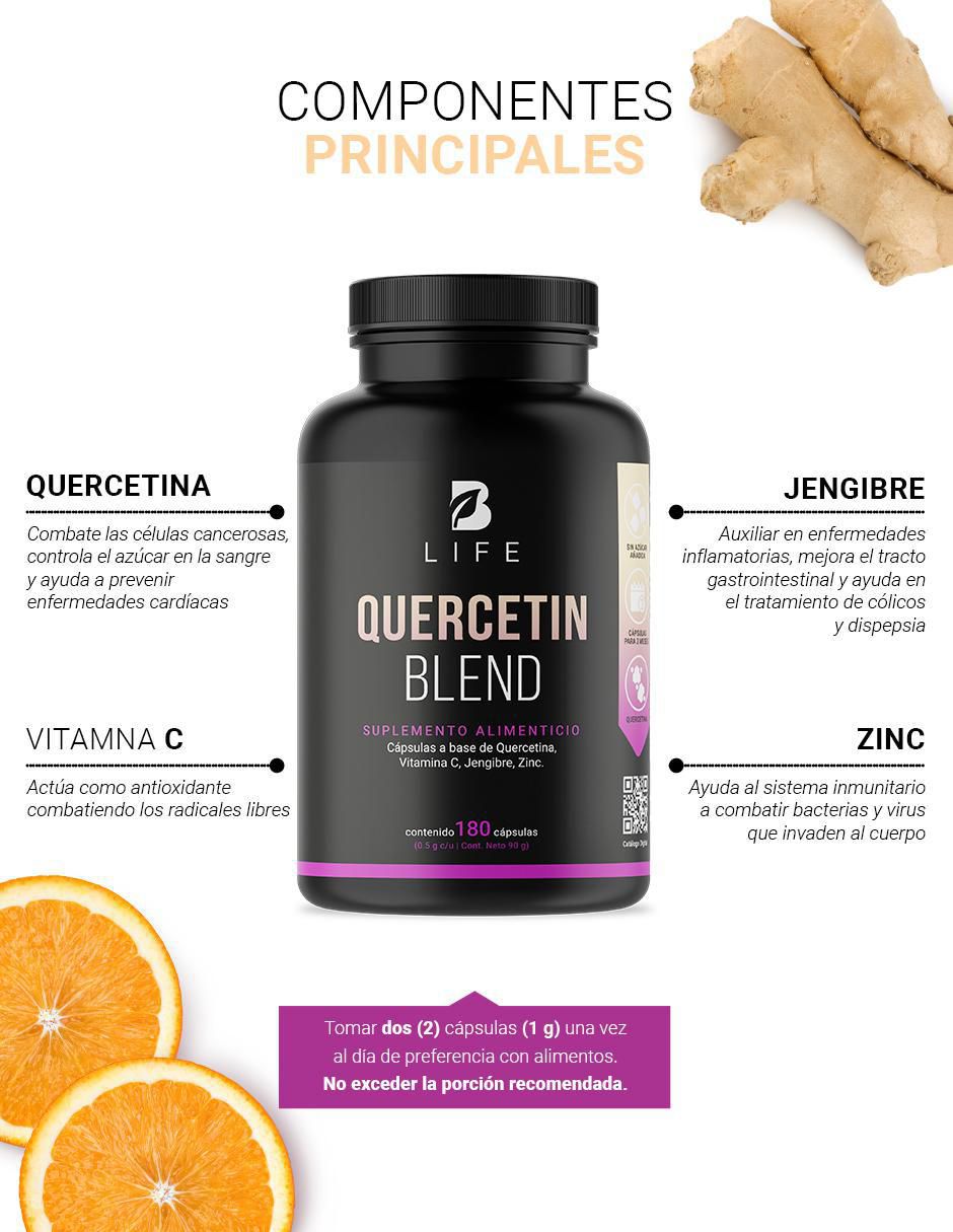 Quercetin Blend con quercetina, vitamina C, jengibre y zinc de 180 cápsulas 3