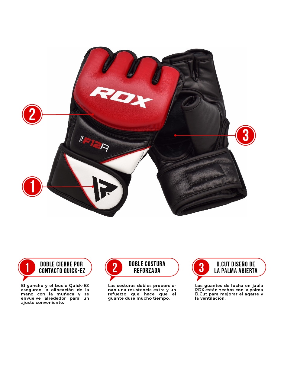 GUANTES RDX UNISEX A MARCIAL, CH, ROJO