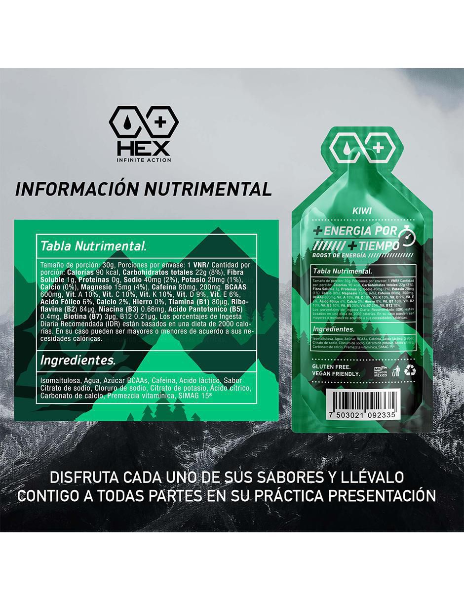 Energy Gel con Cafeina con aminoácidos, complejo b y sodio sabor kiwi 7