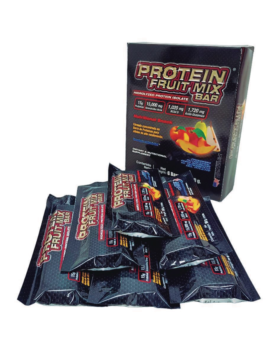 Protein Fruit Mix Bar con aminoácidos y electrolitos sabor frutal de 6 piezas