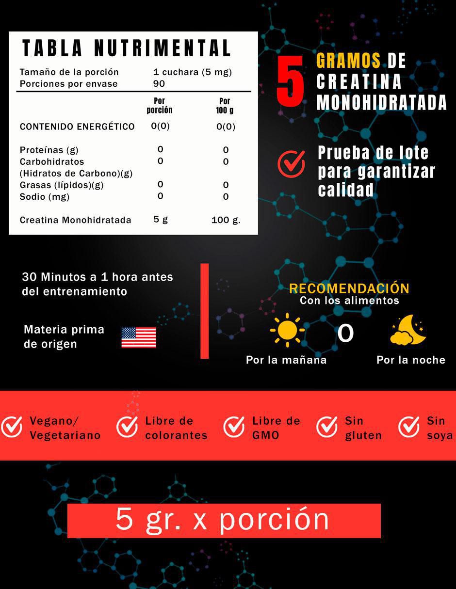 Creatina Monohidratada NSN Creatina Pura de 450 g 5