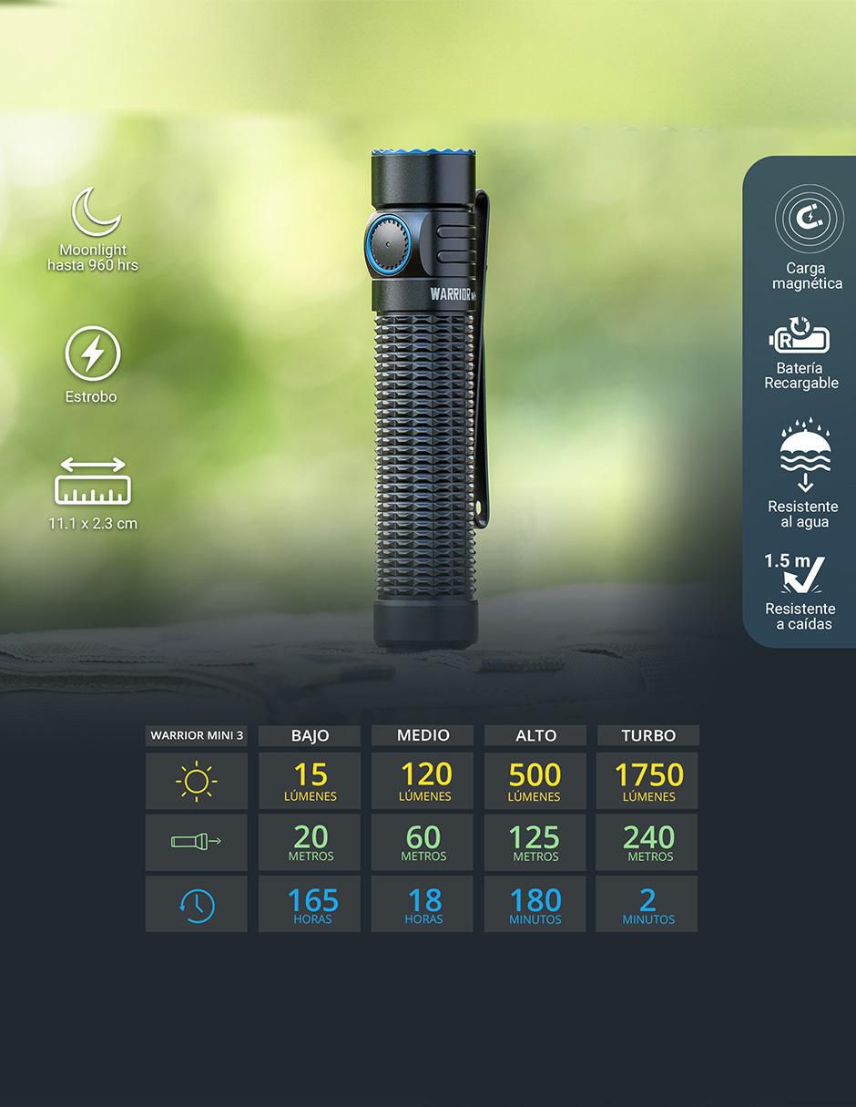 Linterna de mano Warrior mini 3 recargable 2