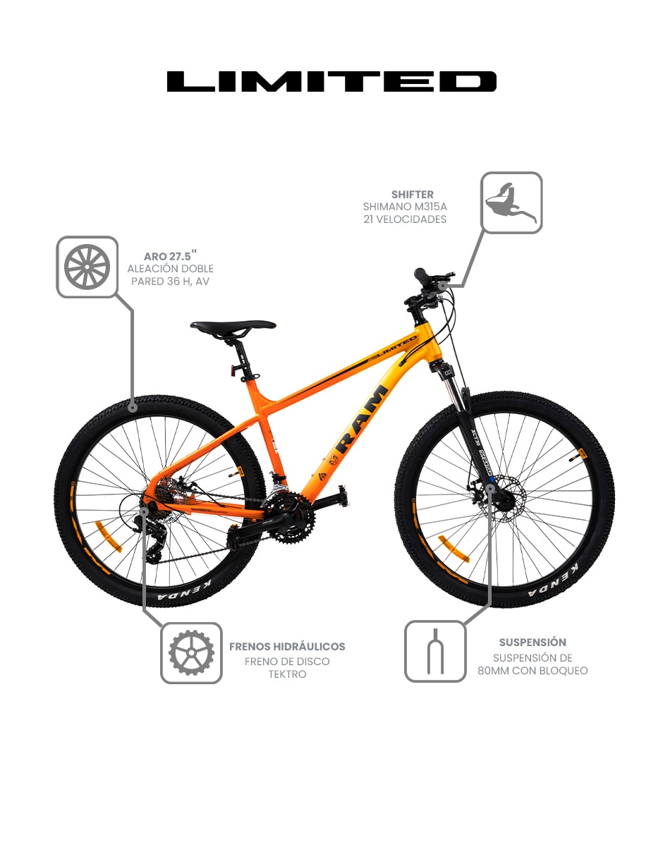 Bicicleta de montaña rodada 27.5 limited unisex 6