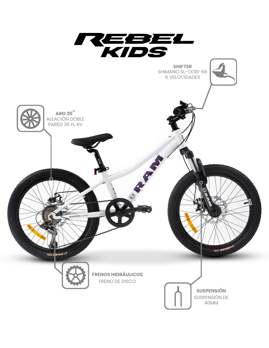 Bicicleta de montaña rodada 20 Kids unisex 7