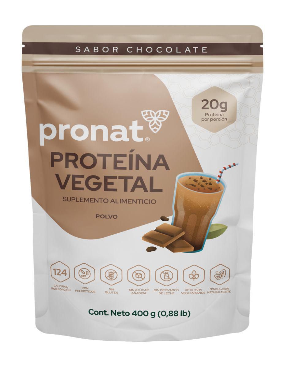Suplemento proteína vegetal con proteína de arroz, proteína de chícharo y probióticos sabor chocolate de 400 g