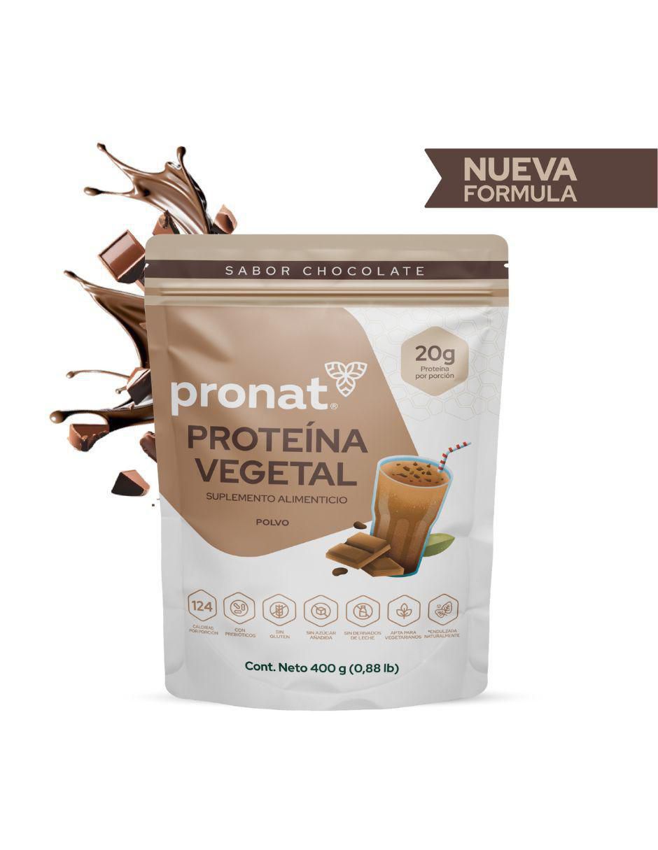 Suplemento proteína vegetal con proteína de arroz, proteína de chícharo y probióticos sabor chocolate de 400 g 2