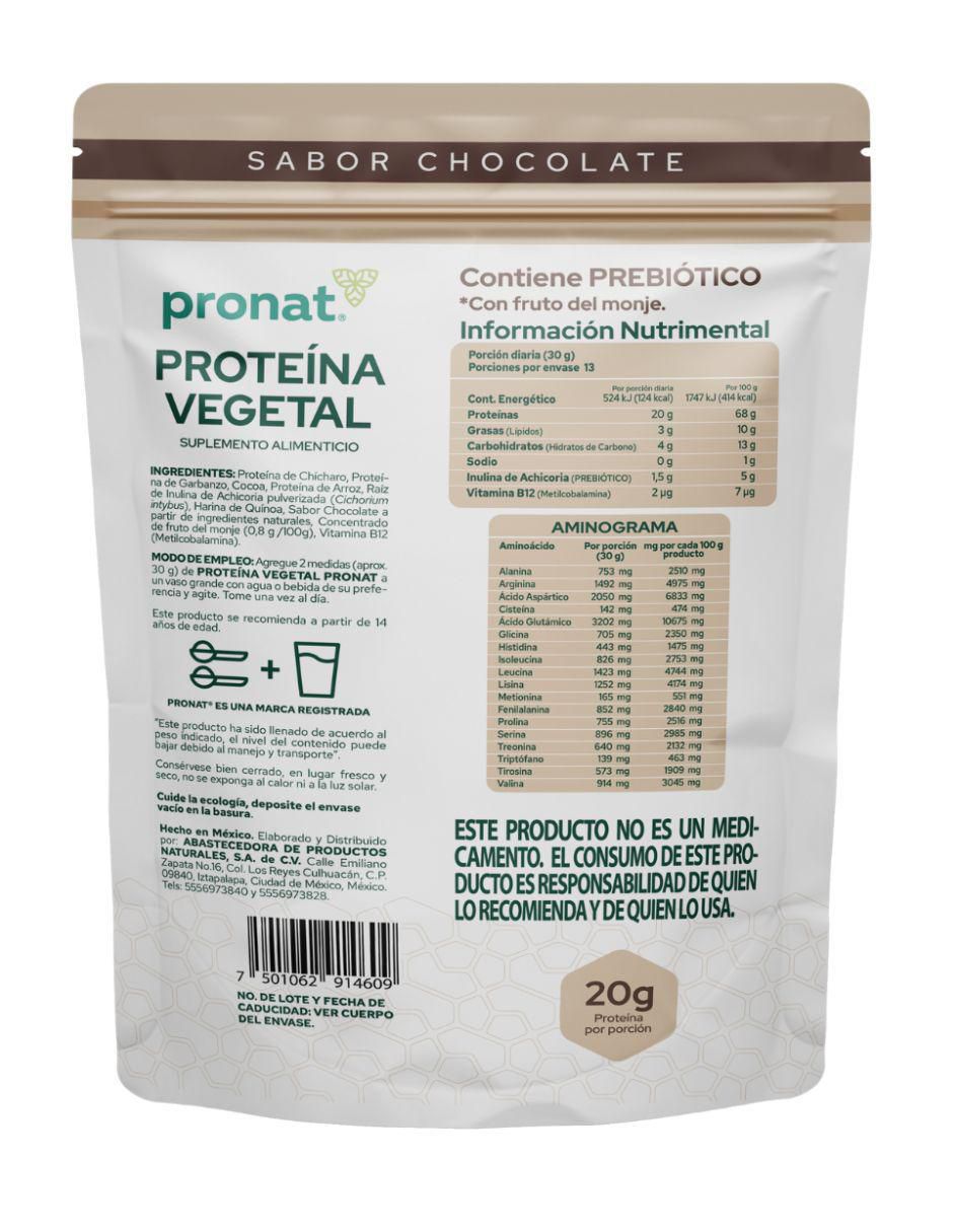 Suplemento proteína vegetal con proteína de arroz, proteína de chícharo y probióticos sabor chocolate de 400 g 3