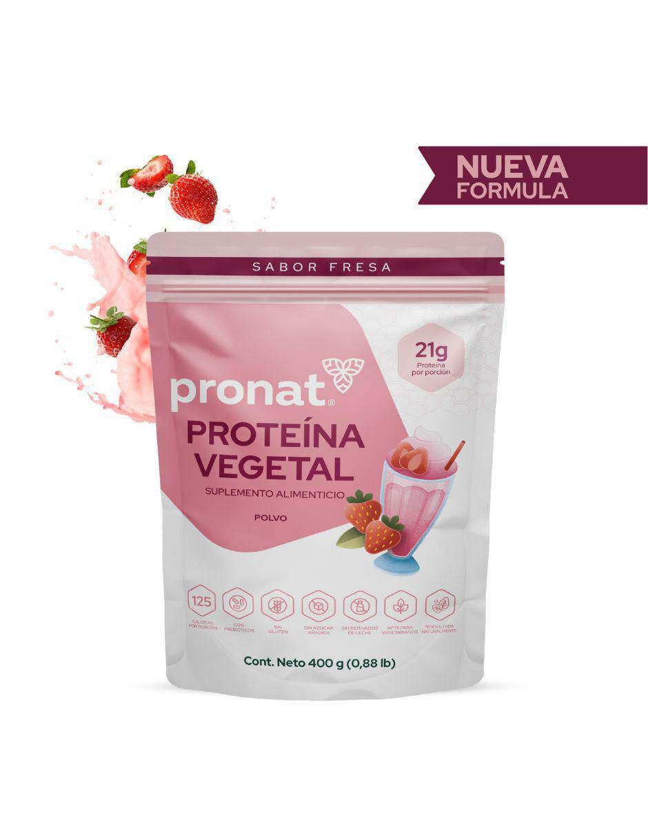 Suplemento proteína vegetal con proteína de arroz, proteína de chícharo y probióticos sabor fresa de 400 g 2