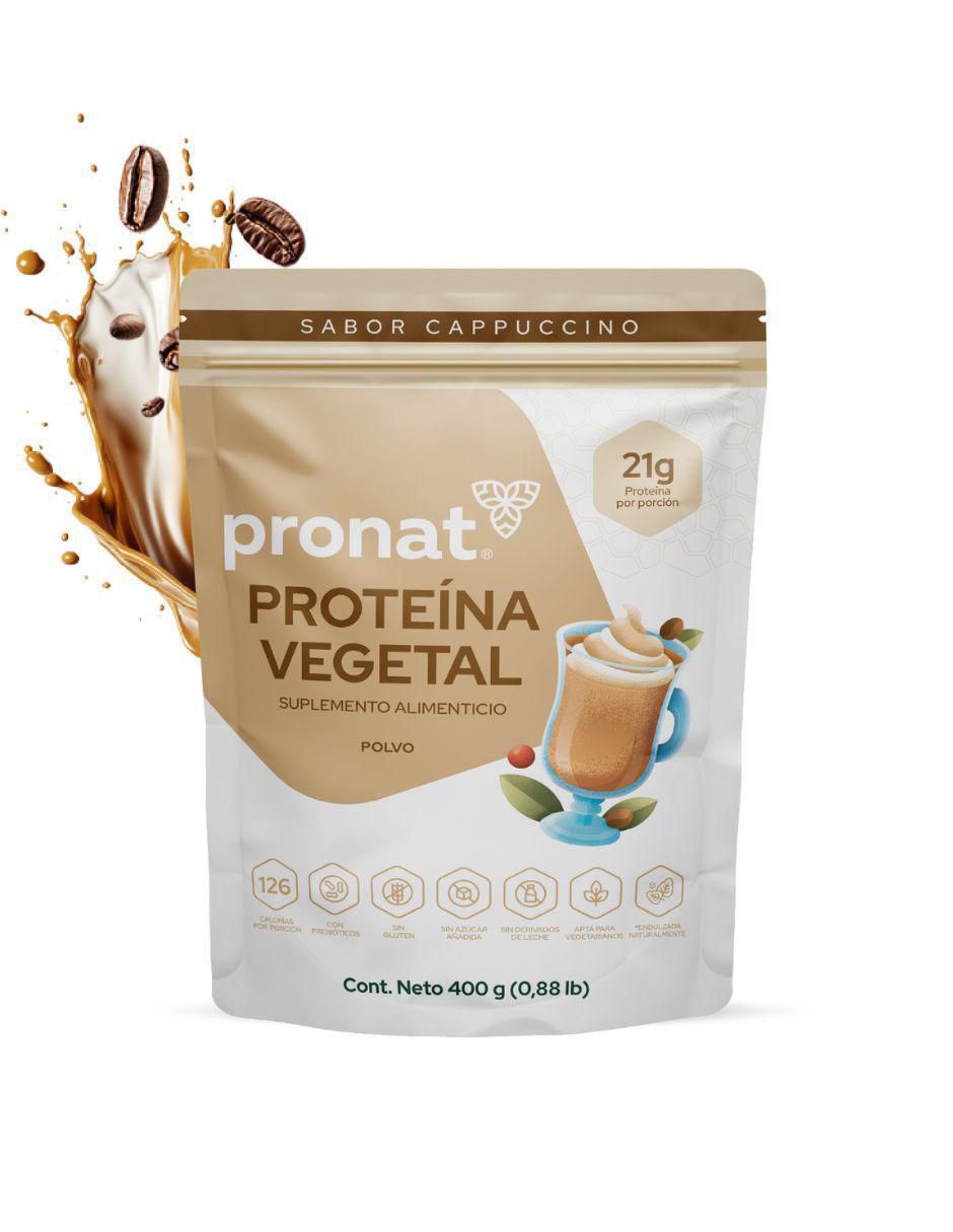 Suplemento proteína vegetal con proteína de arroz, proteína de chícharo y probióticos sabor capuccino de 400 g 8