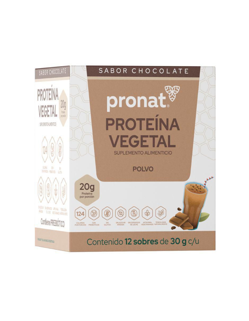 Suplemento proteína vegetal con proteína de arroz, proteína de chícharo y probióticos sabor chocolate de 30 g