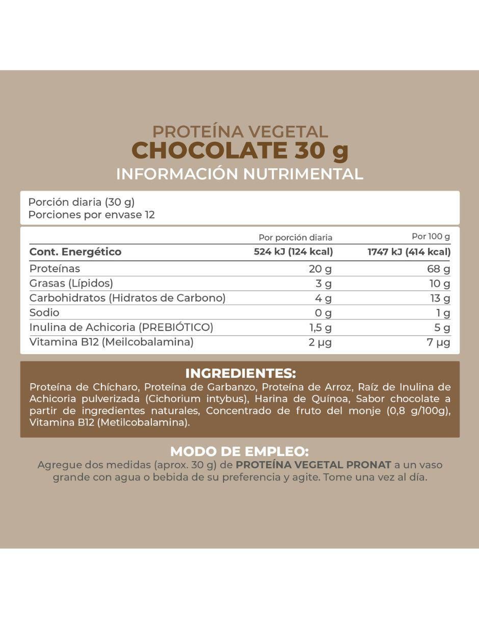 Suplemento proteína vegetal con proteína de arroz, proteína de chícharo y probióticos sabor chocolate de 30 g 5