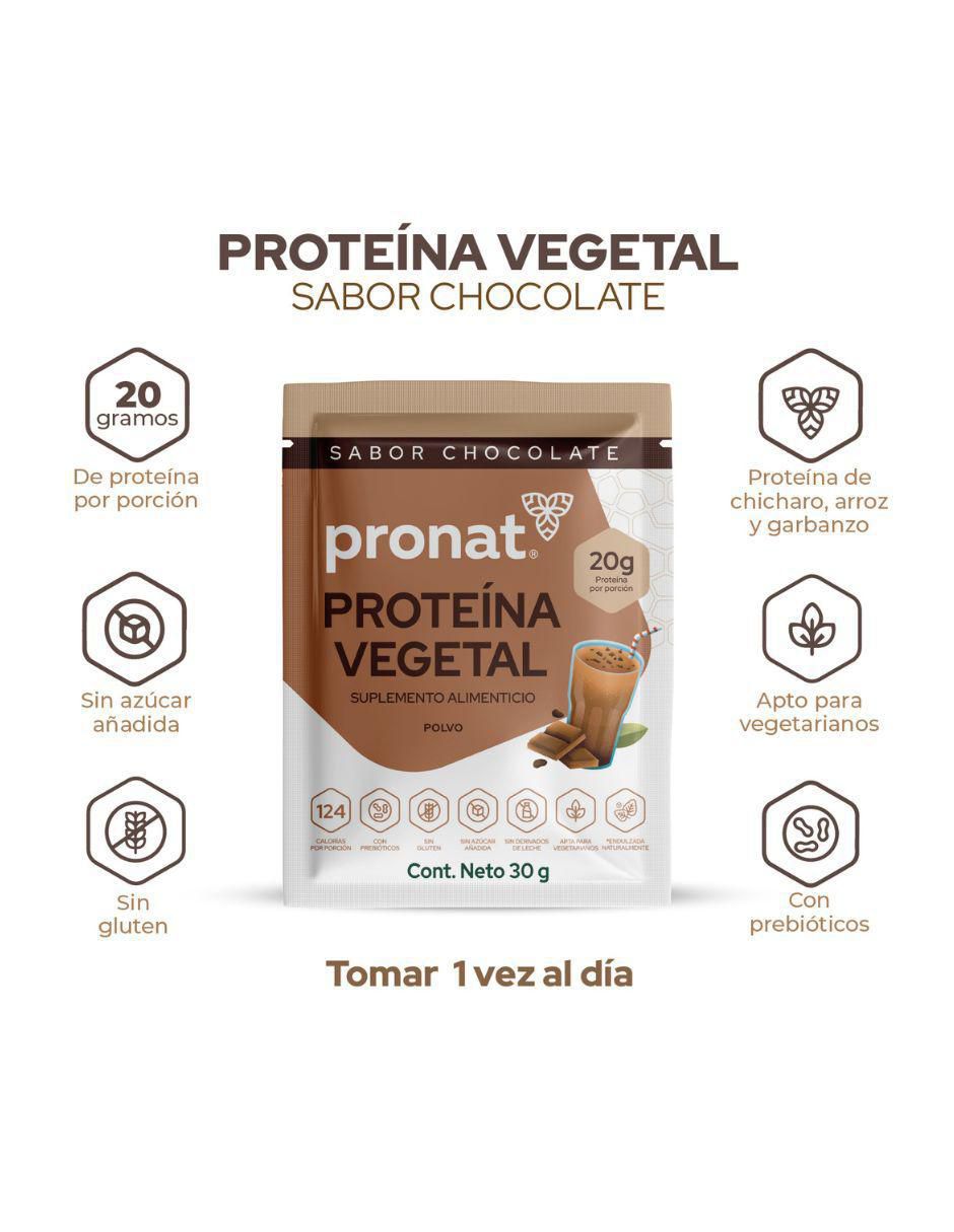 Suplemento proteína vegetal con proteína de arroz, proteína de chícharo y probióticos sabor chocolate de 30 g 7