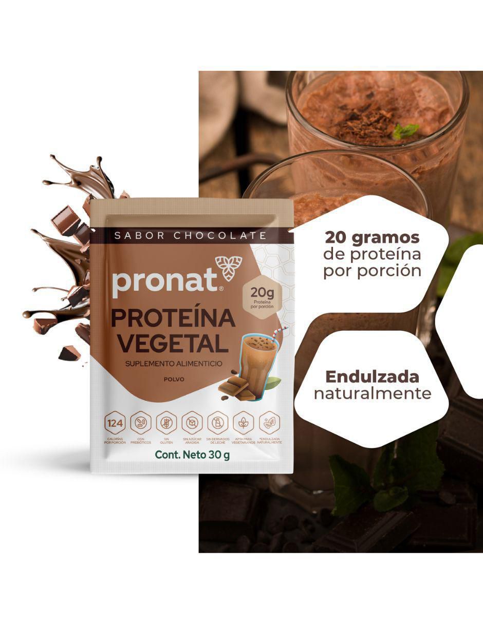 Suplemento proteína vegetal con proteína de arroz, proteína de chícharo y probióticos sabor chocolate de 30 g 8