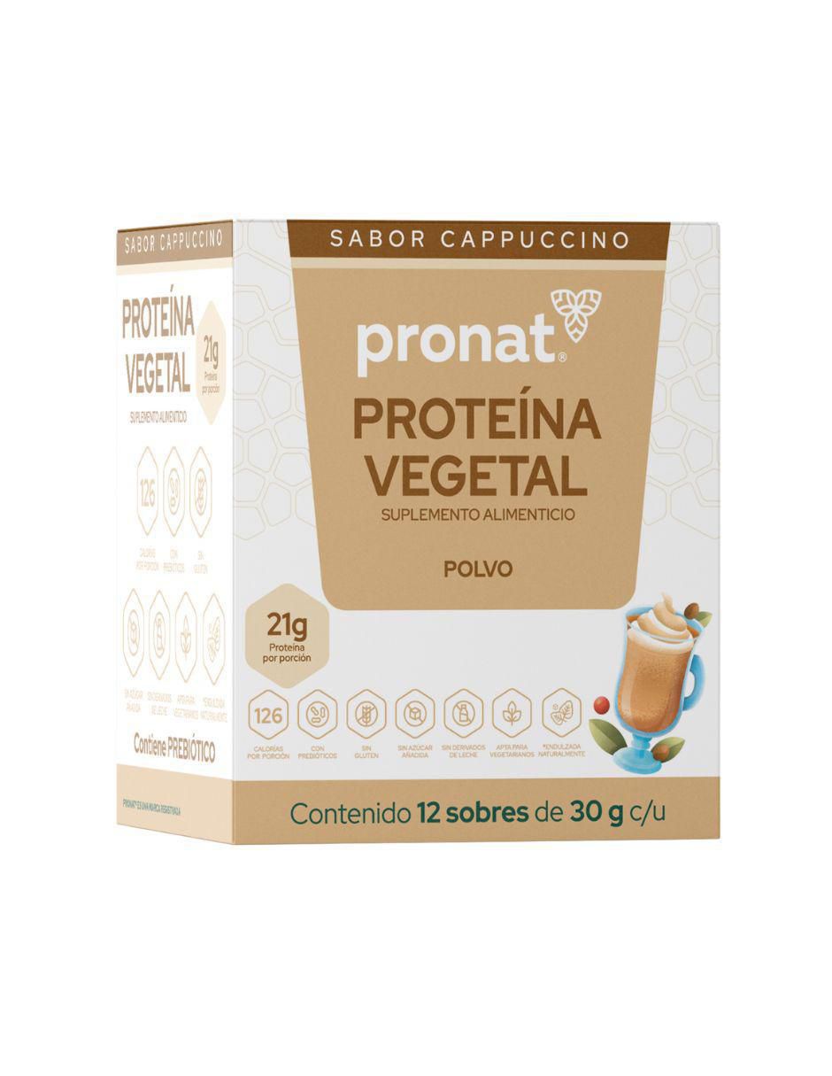 Suplemento proteína vegetal con proteína de arroz, proteína de chícharo y probióticos sabor capuccino de 30 g