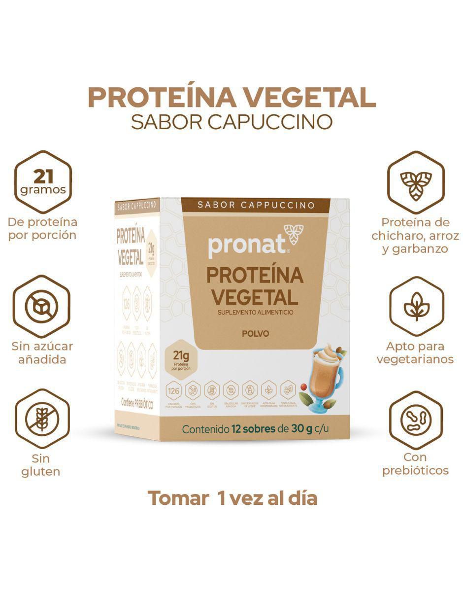 Suplemento proteína vegetal con proteína de arroz, proteína de chícharo y probióticos sabor capuccino de 30 g 4