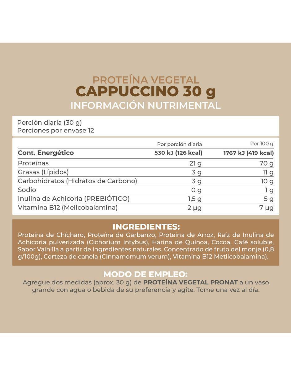 Suplemento proteína vegetal con proteína de arroz, proteína de chícharo y probióticos sabor capuccino de 30 g 5
