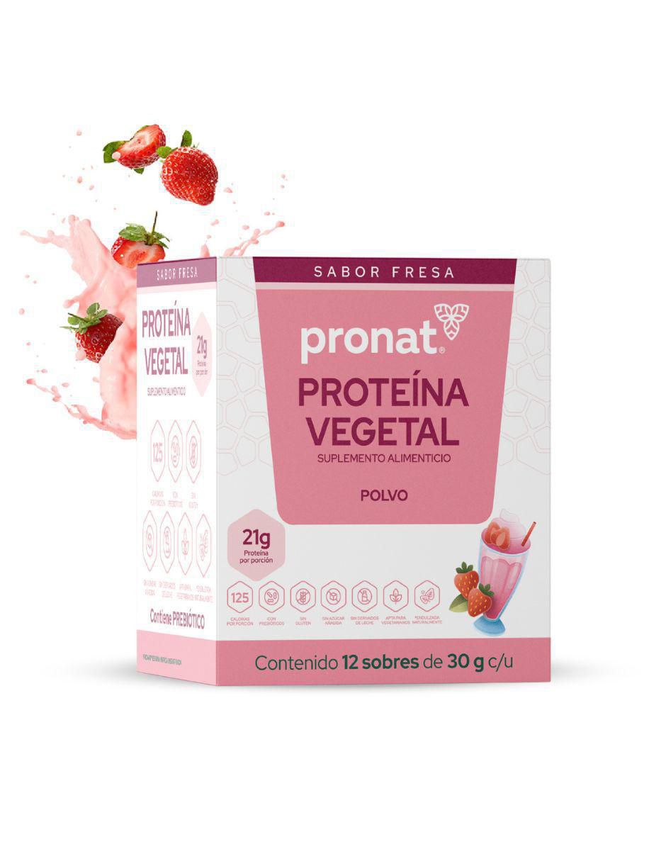 Suplemento proteína vegetal con proteína de arroz, proteína de chícharo y probióticos sabor fresa de 30 g 10