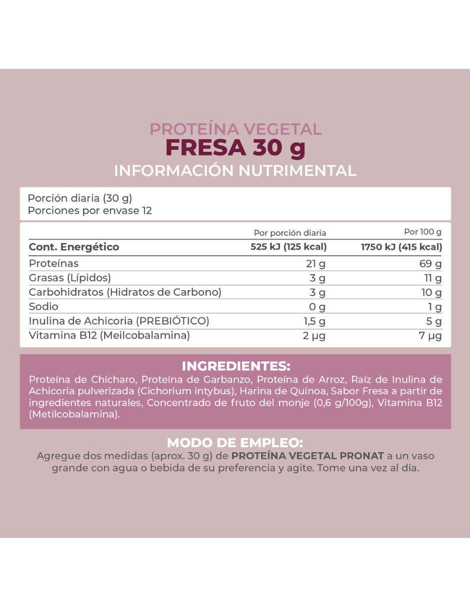 Suplemento proteína vegetal con proteína de arroz, proteína de chícharo y probióticos sabor fresa de 30 g 5