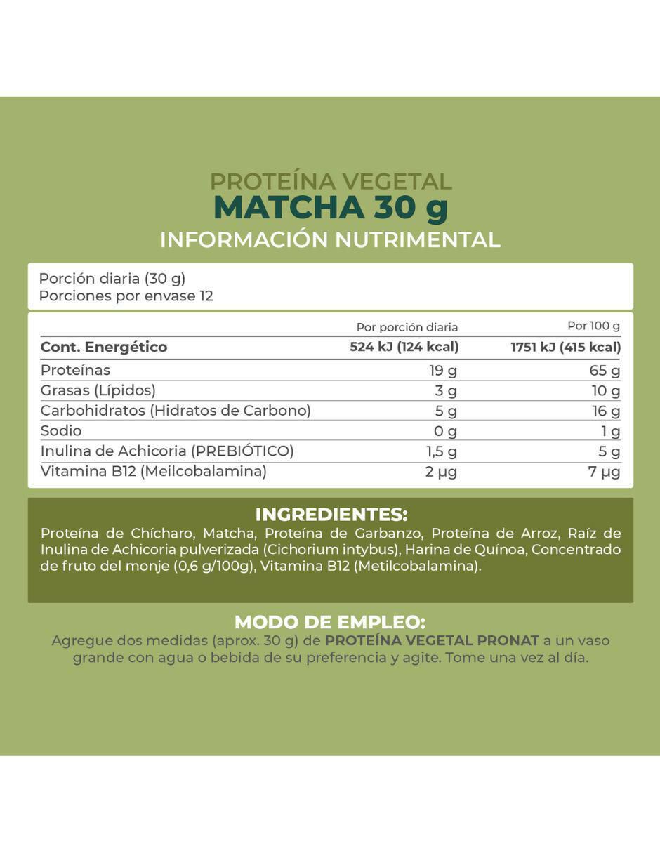 Suplemento proteína vegetal con proteína de arroz, proteína de chícharo y probióticos sabor matcha de 30 g 5