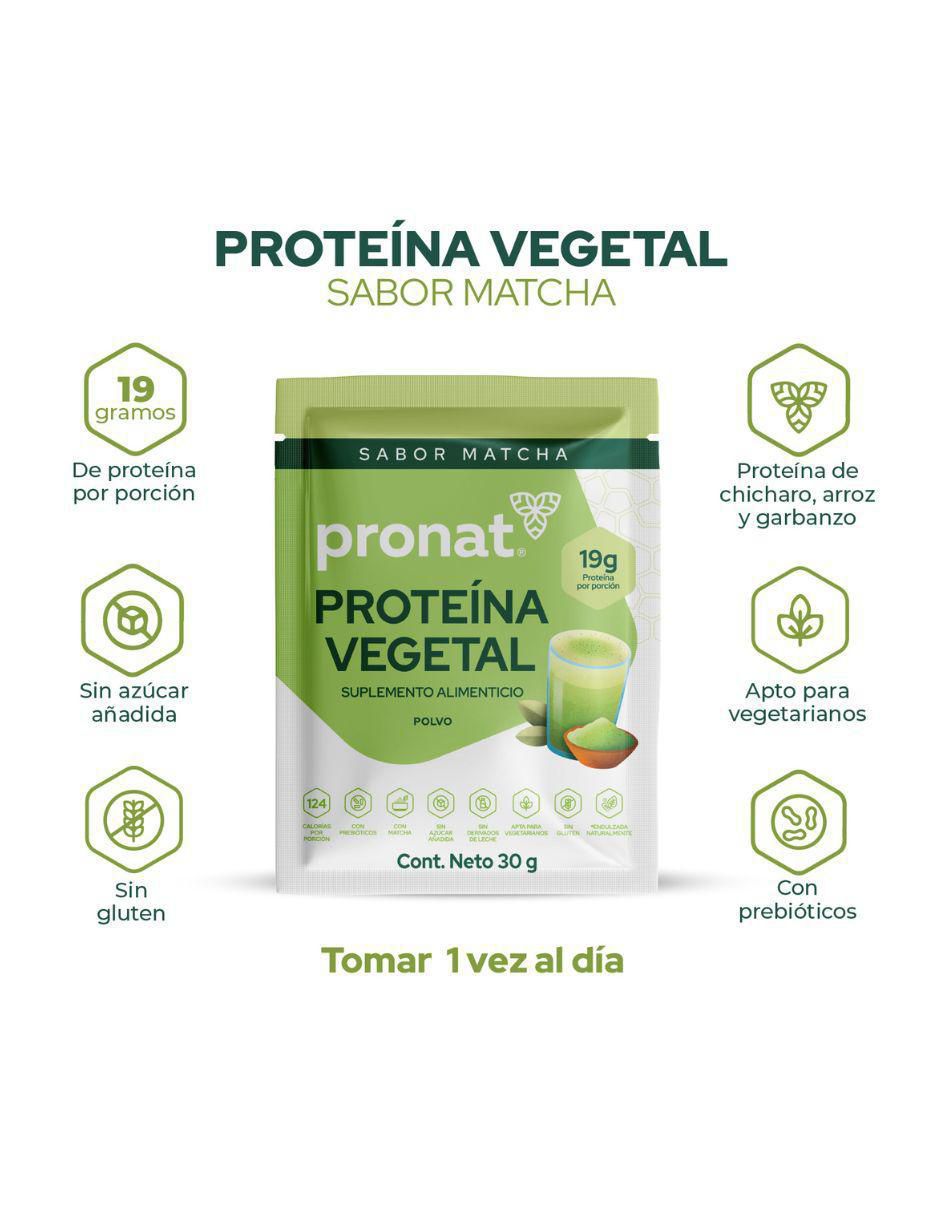 Suplemento proteína vegetal con proteína de arroz, proteína de chícharo y probióticos sabor matcha de 30 g 7