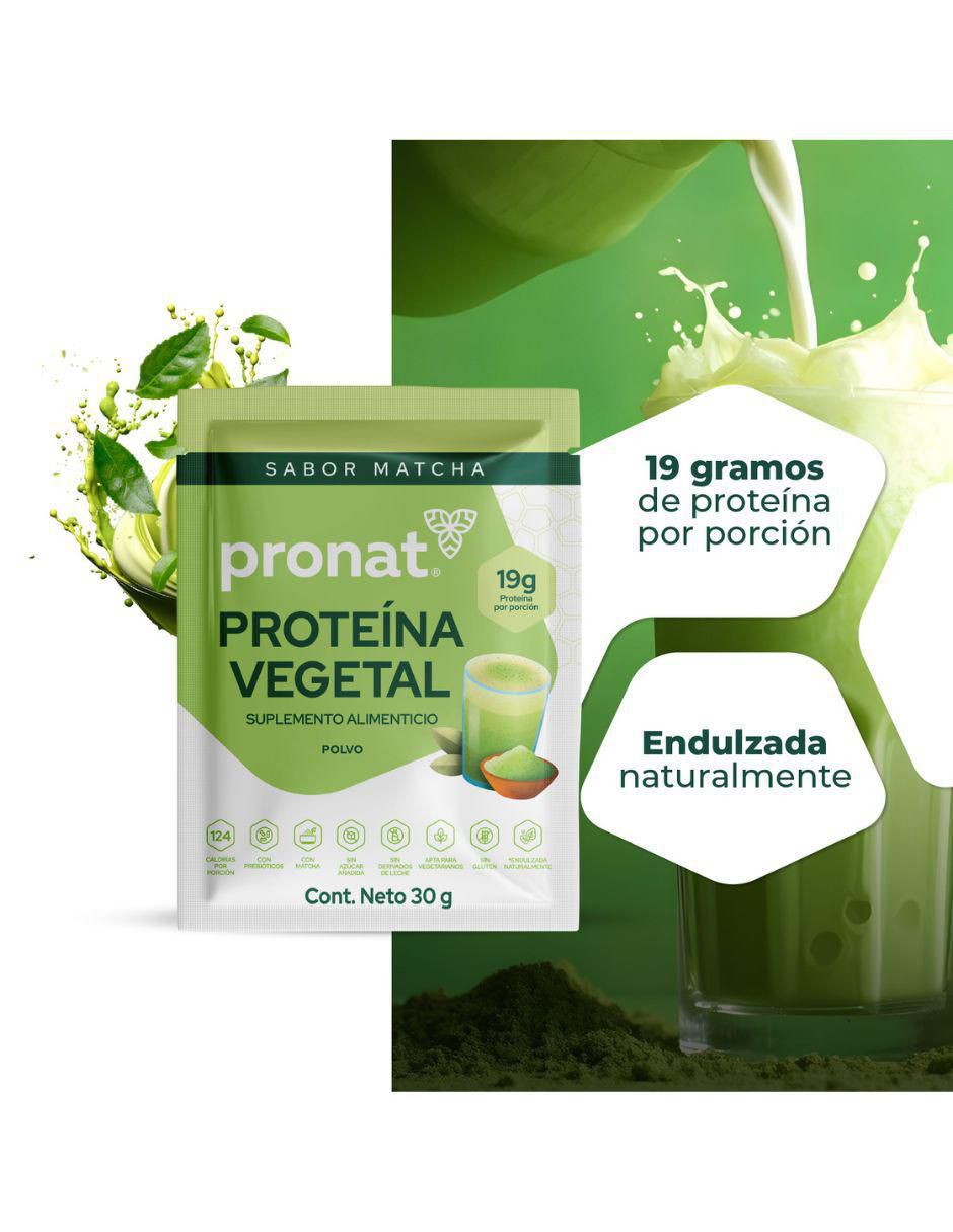 Suplemento proteína vegetal con proteína de arroz, proteína de chícharo y probióticos sabor matcha de 30 g 8