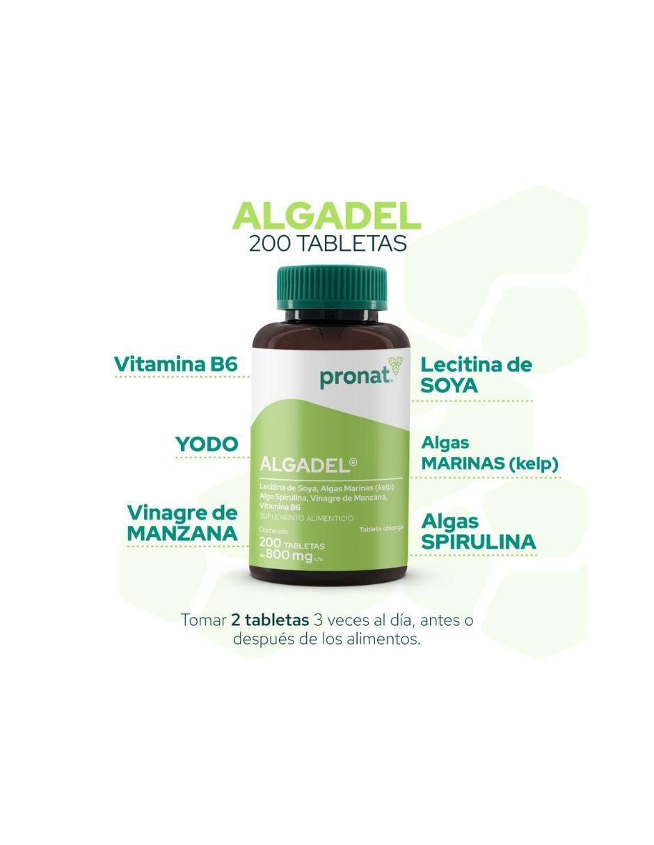 Suplemento Algadel con alga espirulina de 200 tabletas 2