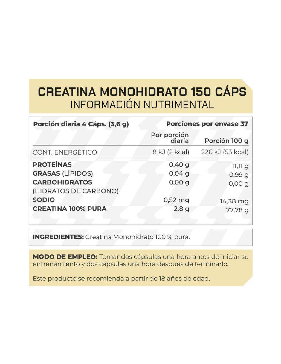 Suplemento Creatina monohidrato de 150 cápsulas 2