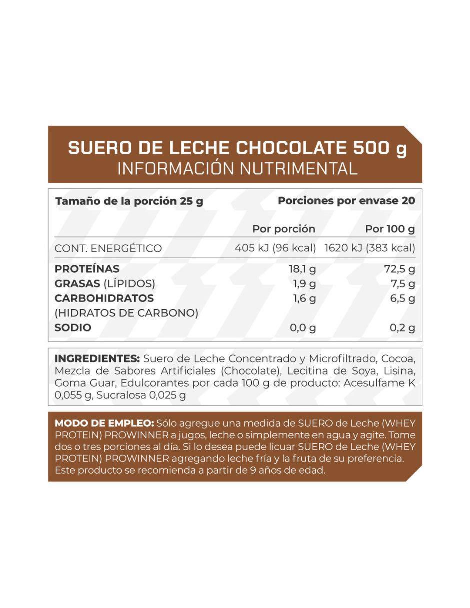 Suplemento Suero de leche Prowinner sabor chocolate de 500 g 3