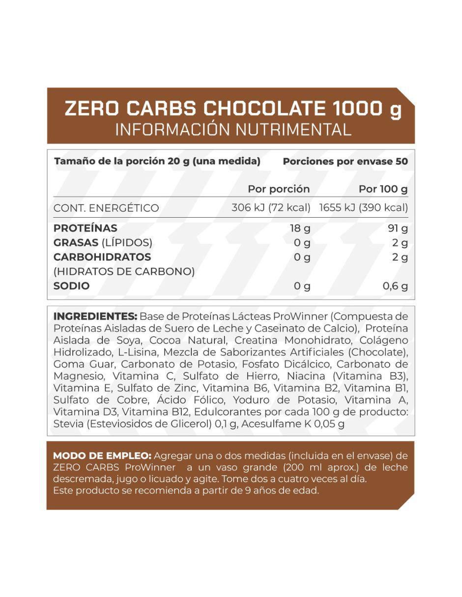 Suplemento Zero carbs Prowinner con proteína de suero de leche sabor chocolate de 1 kg 3