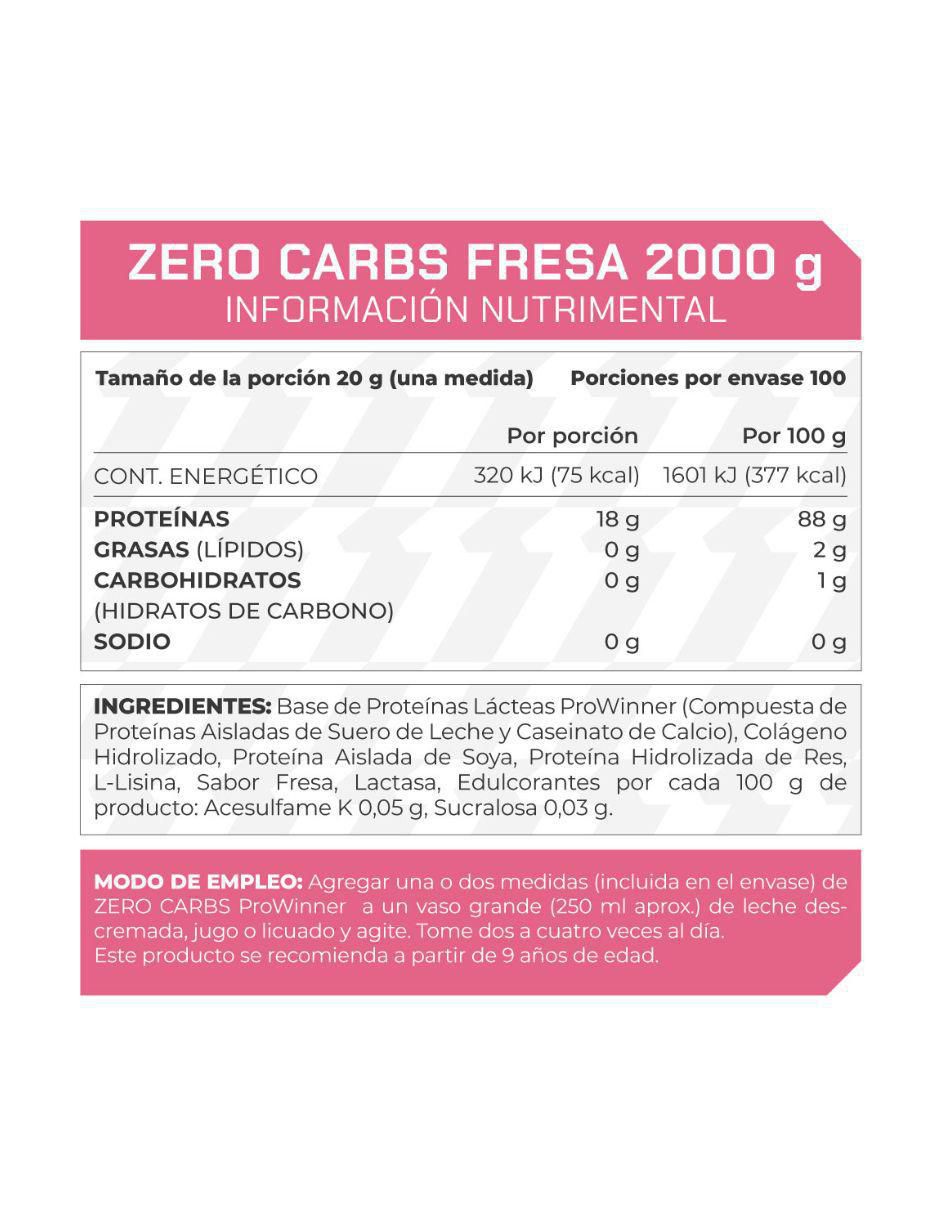 Suplemento Zero carbs Prowinner con proteína de suero de leche sabor fresa de 2 kg 3