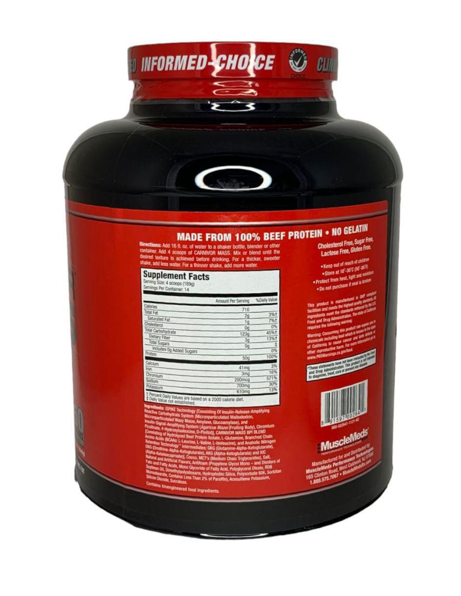 Carnivor Mass Musclemends Con Proteina Hidrolizada E Isolatada sabor chocolate de 2.7 kg 2