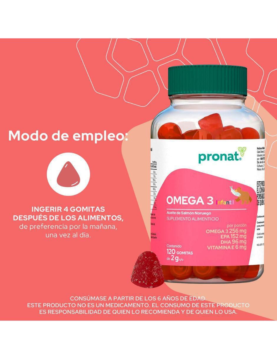 Suplemento Omega 3 infantil con omega 3, dha, epa y vitamina e sabor diferentes sabores de 120 gomitas 5