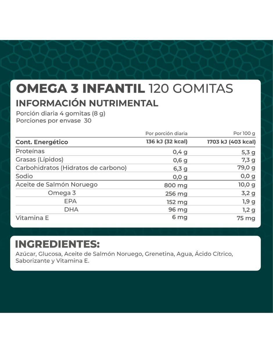 Suplemento Omega 3 infantil con omega 3, dha, epa y vitamina e sabor diferentes sabores de 120 gomitas 6