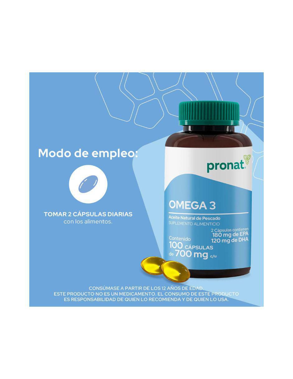 Suplemento Omega 3 (Aceite de pescado) Pronat de 100 cápsulas 2
