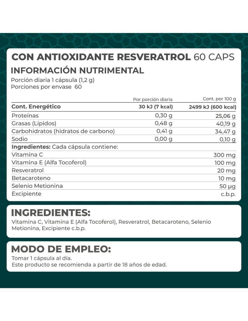 Suplemento Antioxidante con Resveratrol Pronat con resveratrol de 60 cápsulas 2