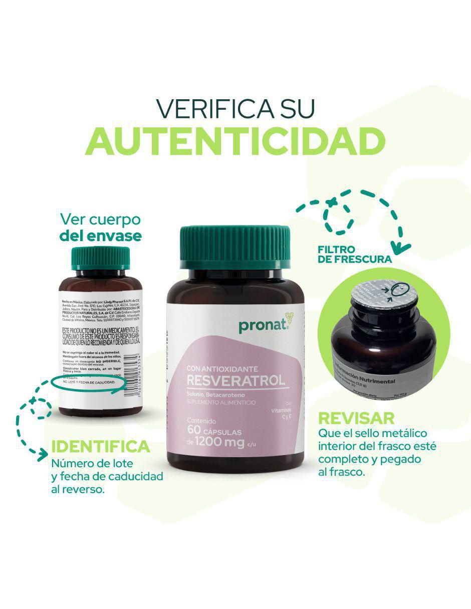 Suplemento Antioxidante con Resveratrol Pronat con resveratrol de 60 cápsulas 4