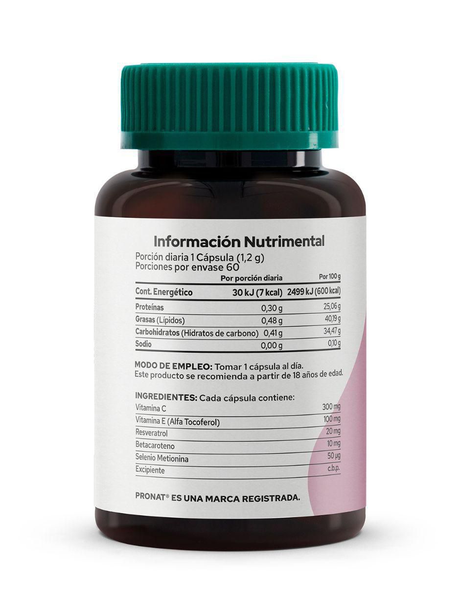 Suplemento Antioxidante con Resveratrol Pronat con resveratrol de 60 cápsulas 5