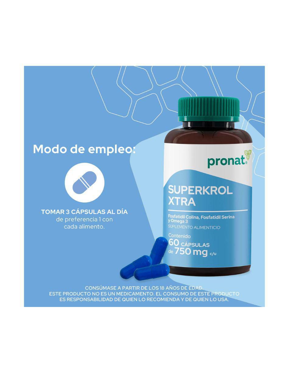 Suplemento SuperKrol Xtra Pronat con omega 3 de 60 cápsulas 2