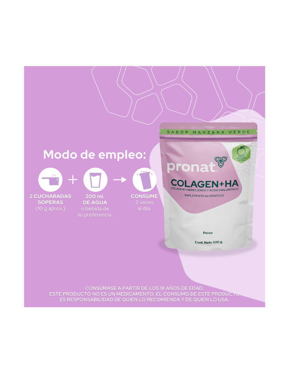 Suplemento Colagen + HA Pronat sabor manzana verde de 500 g 2