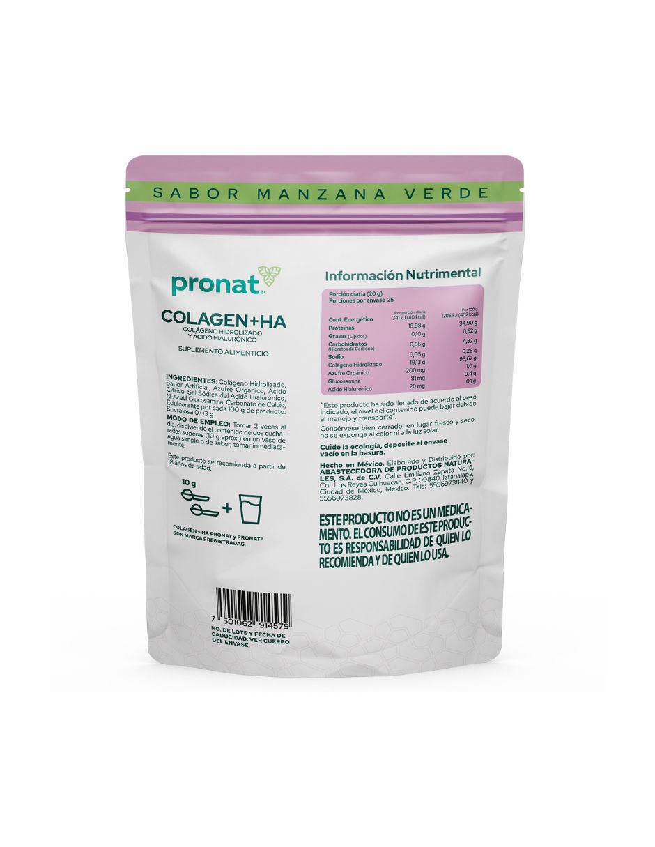 Suplemento Colagen + HA Pronat sabor manzana verde de 500 g 6