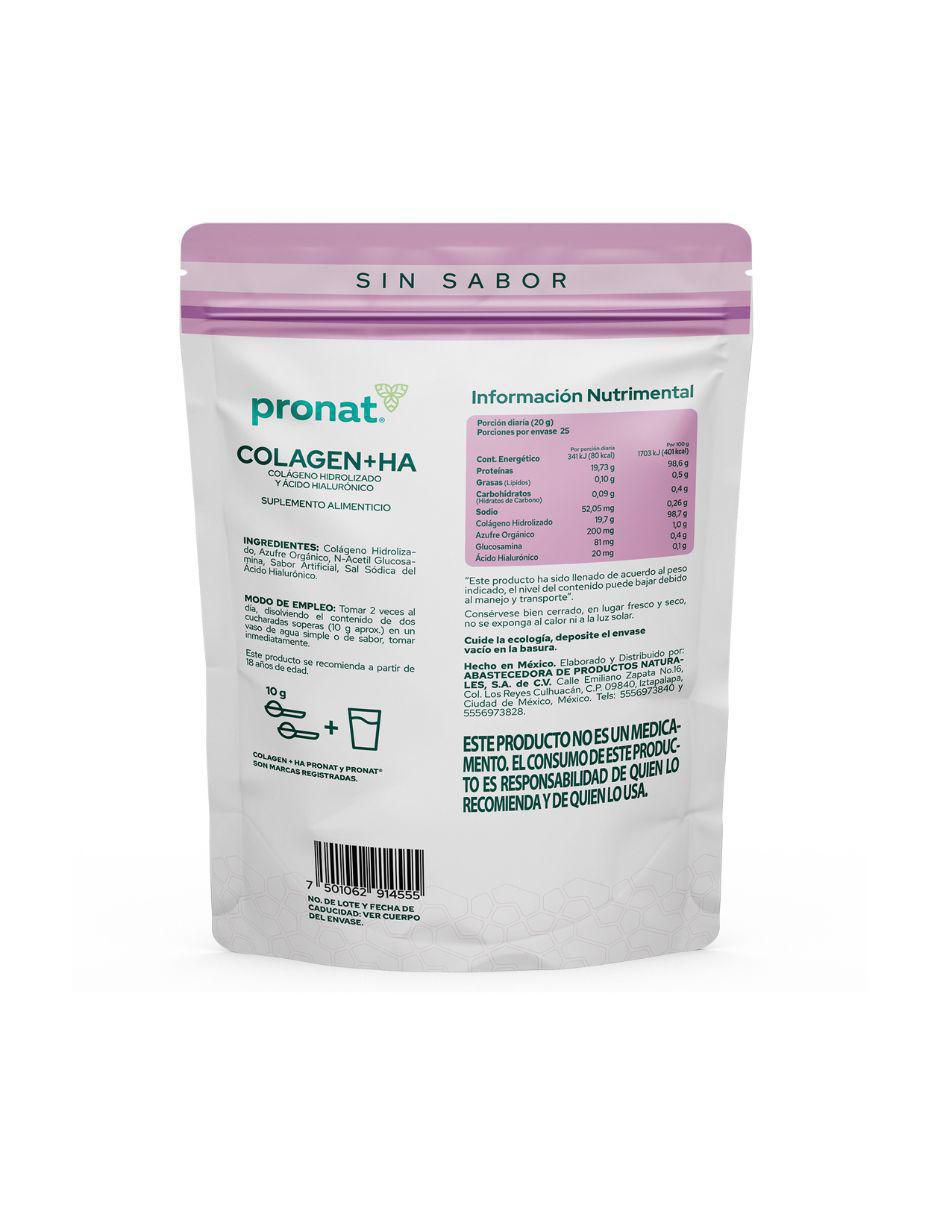 Suplemento Colagen + HA Pronat de 500 g 4
